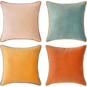 Decorative Throw Pillow Covers Cushion Cases, Set of 4 Soft Velvet